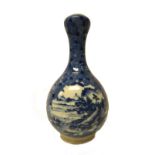 A Chinese porcelain blue and white bottle vase, 20th century,