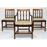 A set of eight early 19th century mahogany and birch triple splat back dining chairs,