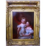 English School, (early 19th century), Portrait of two sisters, oil on canvas,