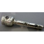 A Charles II silver thimble/needle case of tapering form,