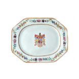 A Chinese famille-rose armorial octagonal dish, Qianlong,