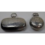 A silver twin compartment sovereign case of rounded rectangular form,