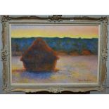 After Claude Monet, Meule de foin à coucher du soleil, oil on canvas, bears a signature,