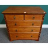 Heal & Son London, a mid 20th century oak chest of two short and three long graduated drawers,