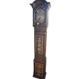 A late 18th century Swedish painted longcase timepiece, dated 1794 to the case and 1787 to the dial,