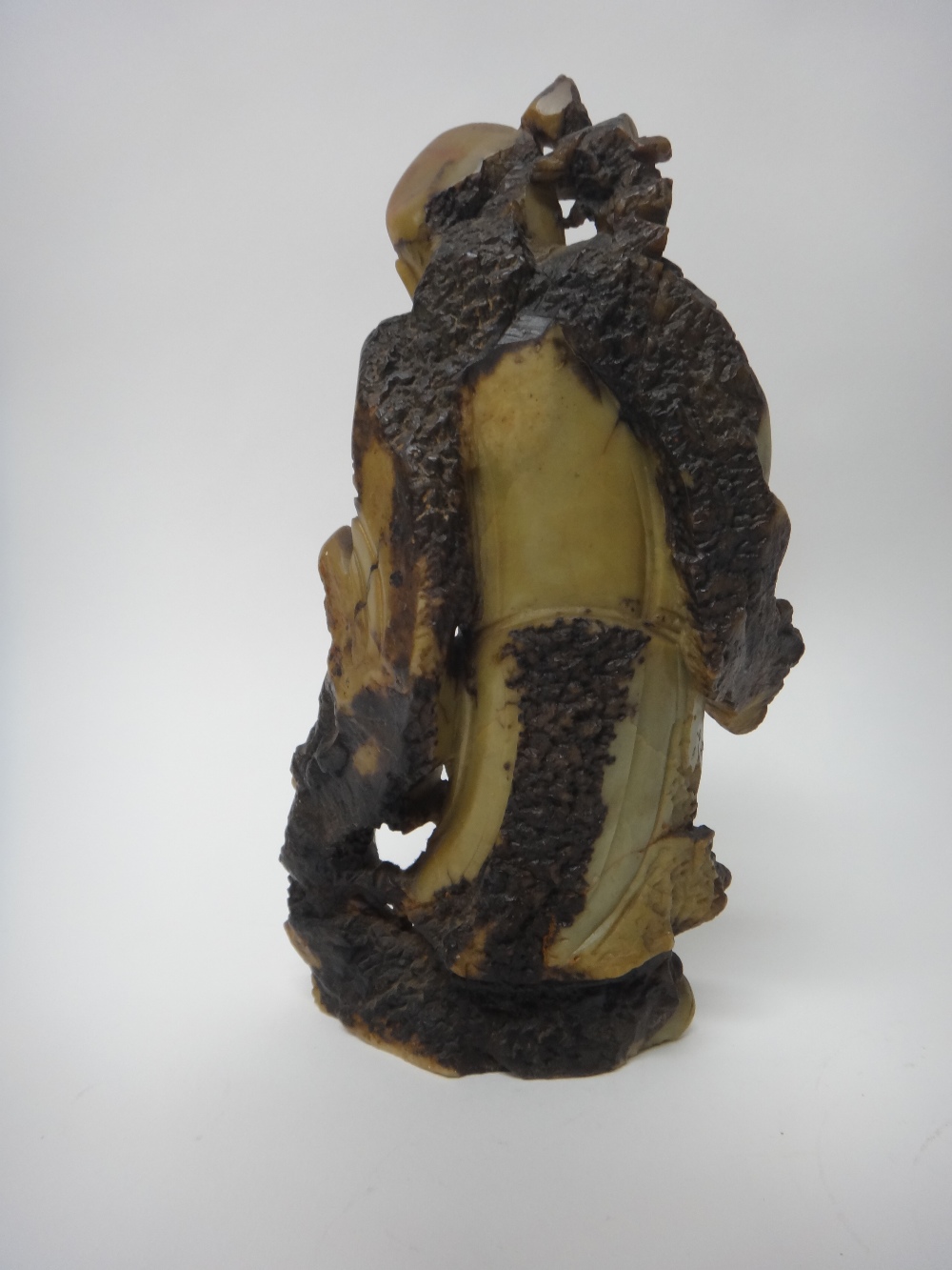 A soapstone carving of Shoulao, early 20th century, standing with a staff, - Image 3 of 4