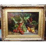 M** W** W** (19th century), Still life of pears and grapes, oil on canvas, signed with monogram,