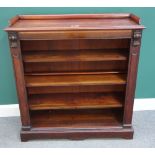 A Victorian mahogany open bookcase with scroll mounts, 106cm x 110cm high.