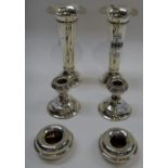 Silver and silver mounted wares, comprising; two similar trumpet shaped vases,