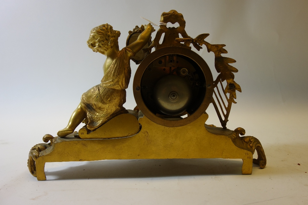 A French gilt metal and porcelain mantel clock, late 19th century, - Image 2 of 2