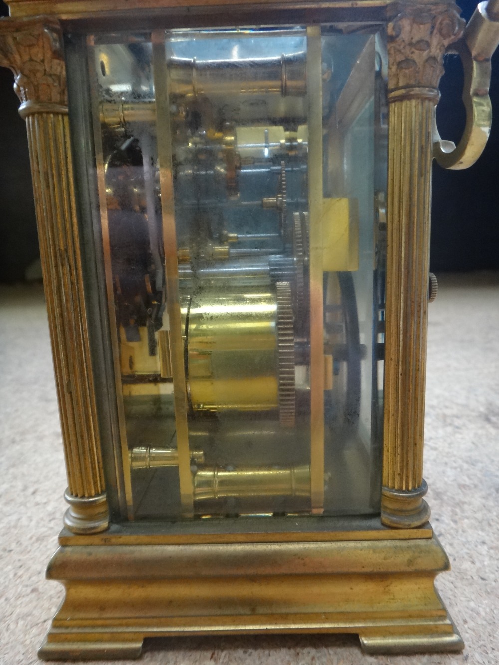 A French gilt brass cased carriage clock, early 20th century, with push repeat, - Image 3 of 5