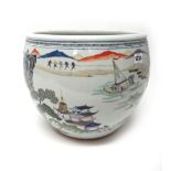 A Chinese porcelain polychrome jardiniere, 20th century,