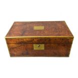 A Victorian brass bound figured walnut writing slope, with fitted interior and Bramah lock,