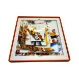 A set of five Hermes graduated square porcelain dishes decorated in the 'Les Danses de Indiens'