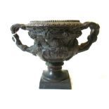 A bronze reduction of the Warwick vase, 19th century,
