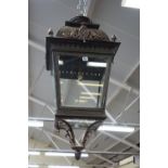 A gilt and patinated metal lantern, late 20th century, of tapering square form,