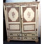 A George III later painted mahogany linen press,