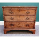 A George III mahogany chest, the brushing slide over three long graduated drawers, on bracket feet,