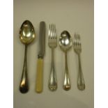 A plated double struck, bead edged Old English pattern part table service of flatware,