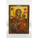 A Greek icon depicting Hodegetria the Mother of God, 19th century,70cm x 50cm.