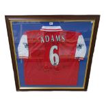 An Arsenal football shirt, 'Adams 6', signed by the players, framed and glazed,