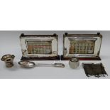 Silver and silver mounted wares, comprising; two rectangular desk calendars,