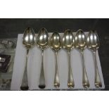 Silver table flatware, comprising; two similar Old English pattern tablespoons,