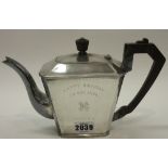 A Chinese teapot, of cut cornered tapering rectangular form, in the Art Deco taste,