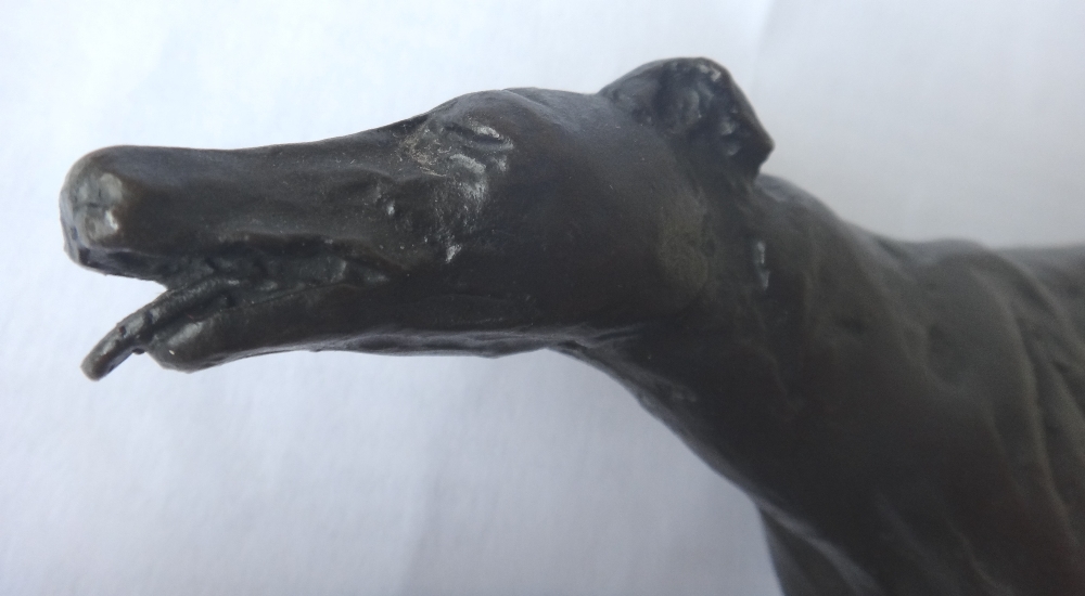 A bronze model of a greyhound on an Art Deco marble plinth, 27cm high, - Image 5 of 8