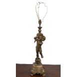 A gilt metal figural table lamp,