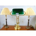 A Victorian style gilt metal desk lamp, modern,