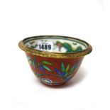 A Chinese gilt-metal mounted porcelain bowl, red painted Daoguang seal mark,