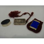 A Russian blue and white enamelled rectangular cigarette case, gilt within, detailed 88,