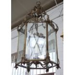 A Regency style hexagonal lantern, with internal six light fitment, approximately 80cm high.