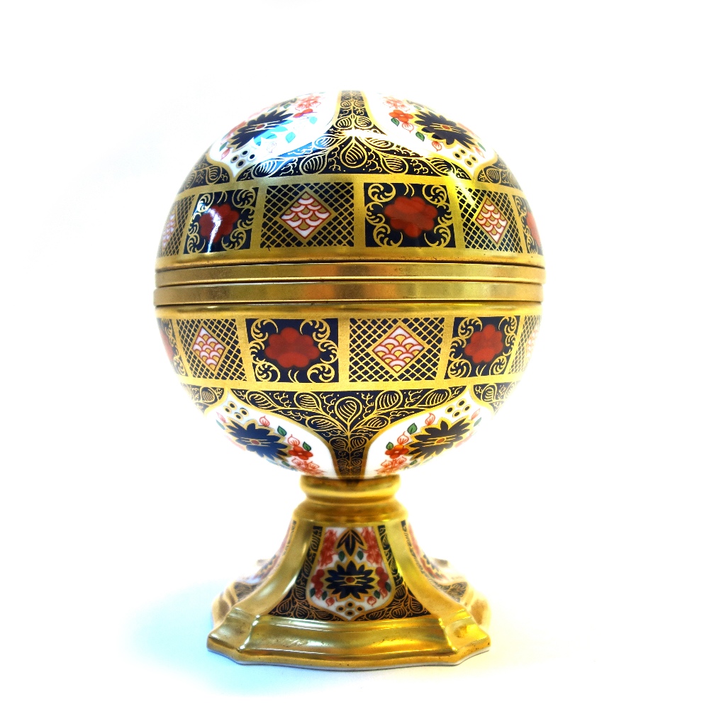 A Royal Crown Derby Imari Millenium Globe clock by Hugh Gibson, limited edition no.