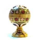 A Royal Crown Derby Imari Millenium Globe clock by Hugh Gibson, limited edition no.