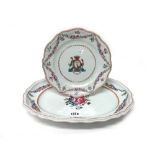 A Chinese famille-rose export plate, Qianlong, made for the French or Spanish market,