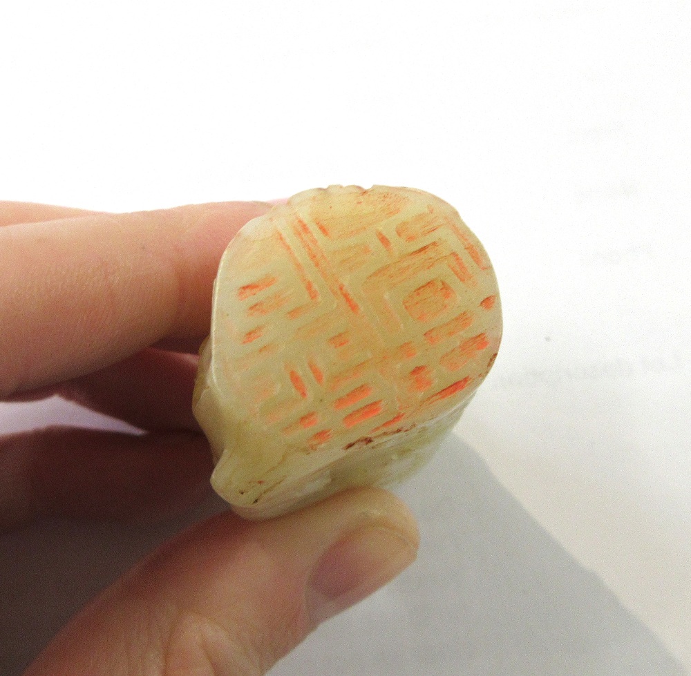 A Chinese white jade seal, 19th/20th, carved with a pine tree and flowering prunus, - Image 3 of 7