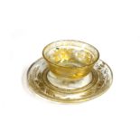 A glass teabowl and saucer, Mughal India, 18th century,