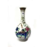 A tall Chinese famille-rose bottle vase, late 19th century,