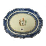 A Chinese armorial shaped oval dish, Qianlong, painted with the arms of Canning,