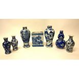 A group of Chinese blue and white porcelain vases, late 19th century,