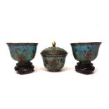 A pair of Chinese plique-a-jour lobed cups,
