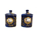 A pair of enamelled copper pots and covers, late 18th century, painted with exotic birds,