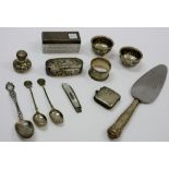 Silver and silver mounted wares, comprising; a rectangular vesta case, Chester 1904,