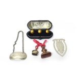 A Victorian cornelain set pendant fob seal, crest and motto seal engraved,