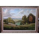 David Mead (20th century), View from the Hogs Back, oil on canvas, signed, inscribed on reverse,