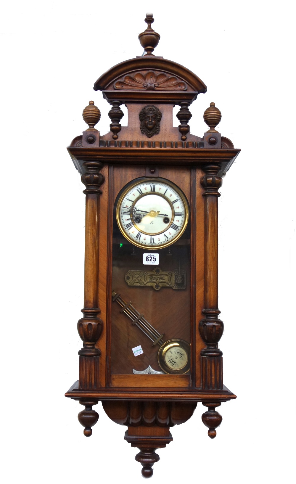 A walnut cased Vienna style wall clock, early 20th century,