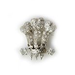 A diamond brooch, designed as The Prince of Wales's feathers with a coronet,