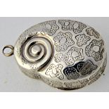 A George III silver vinaigrette in the form of a sea snail shell,